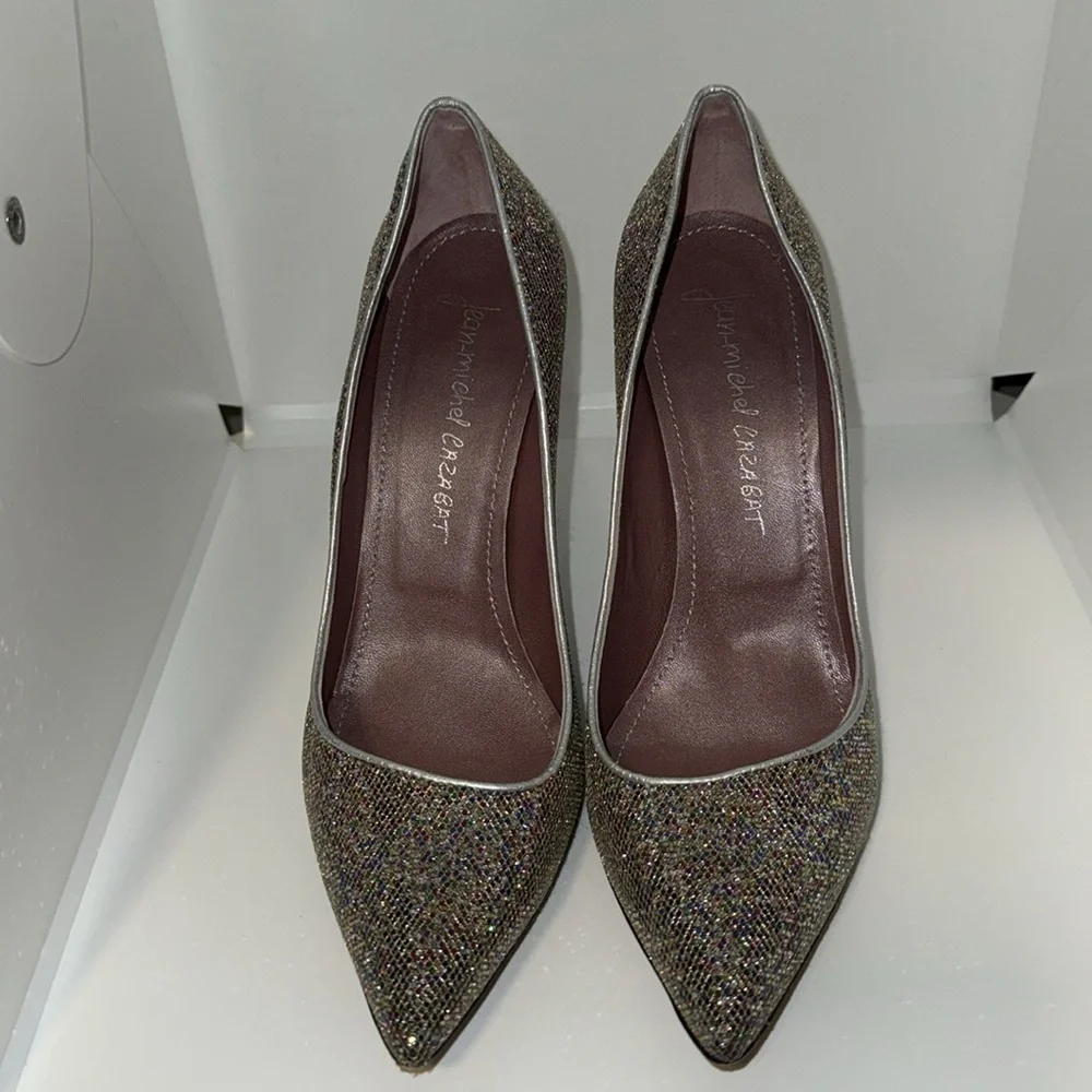 Jean Michel Cazabat Silver Sparkly Disco Ball Stiletto Heels Pumps Women’s 38